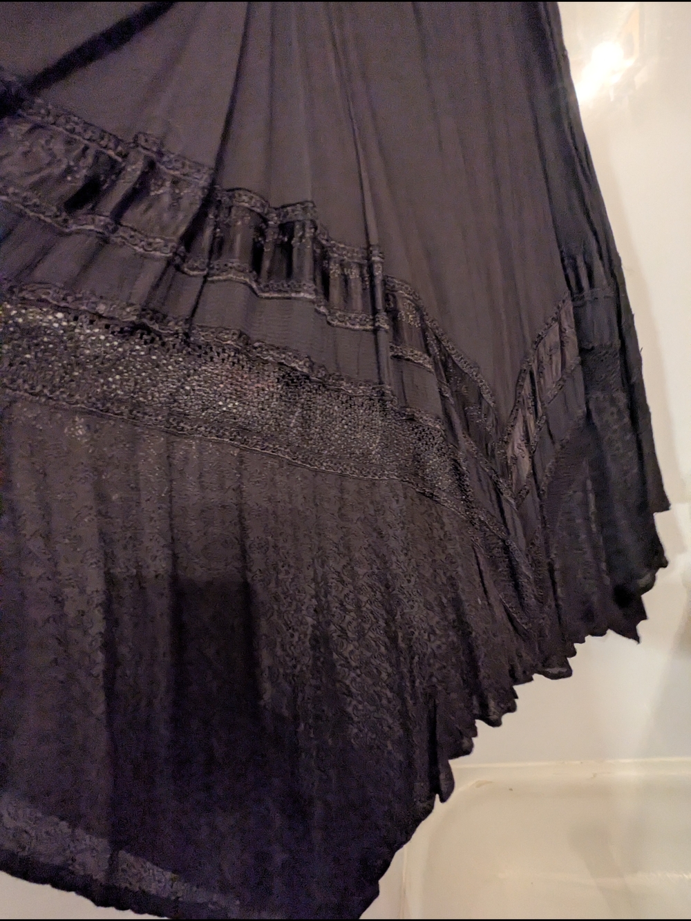 Bohemian Black Maxi Skirt with Embroidered Details - Picture 3 of 4